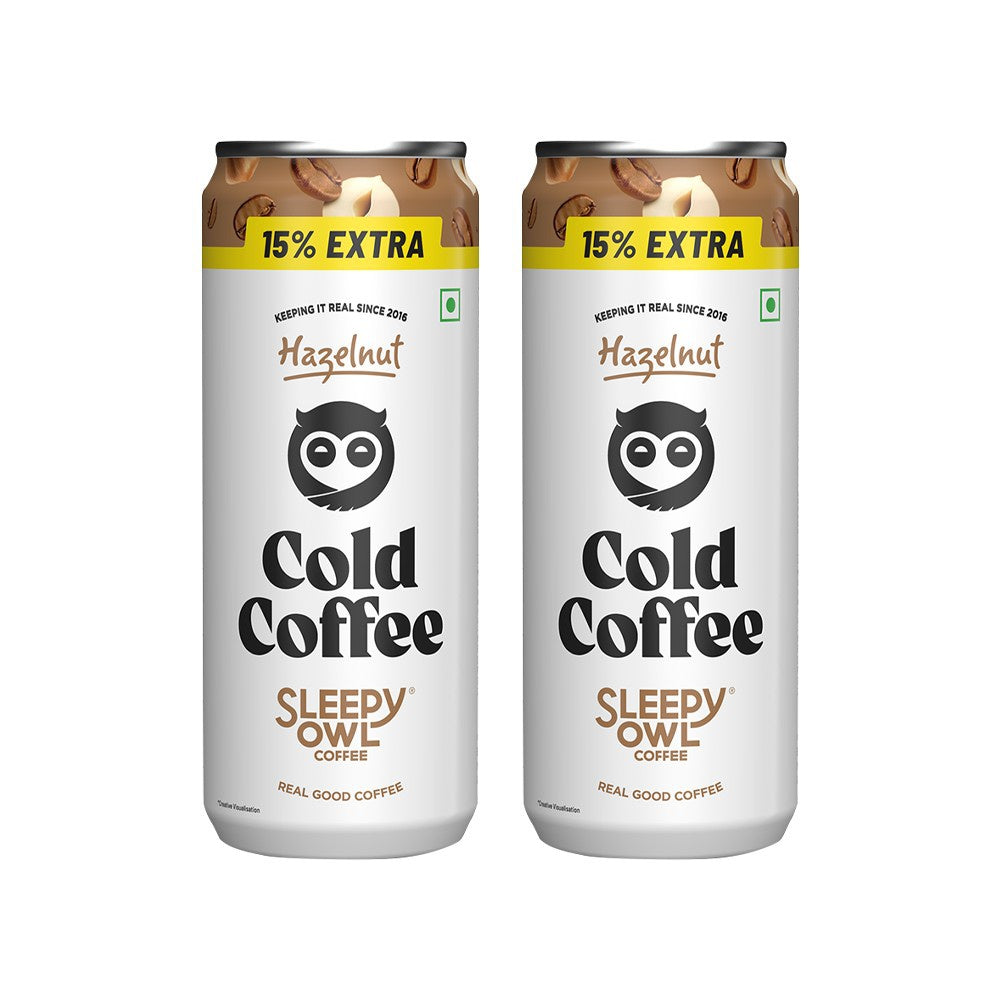 Sleepy Owl Hazelnut Cold Coffee Can - Pack of 2 : 2 x 200 ml