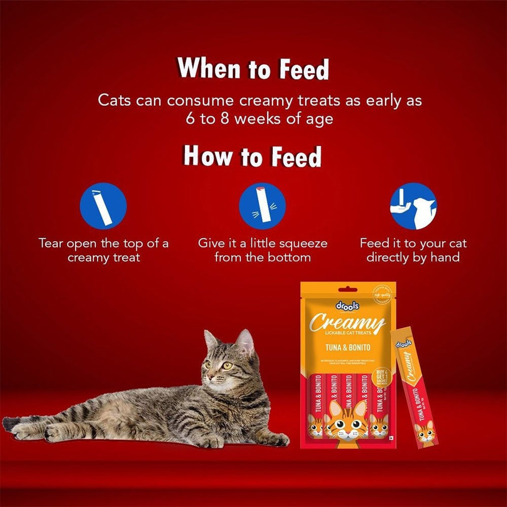 Drools Tuna and Bonito Lickable Creamy Cat Treat : 1 pack (4+1 pieces)