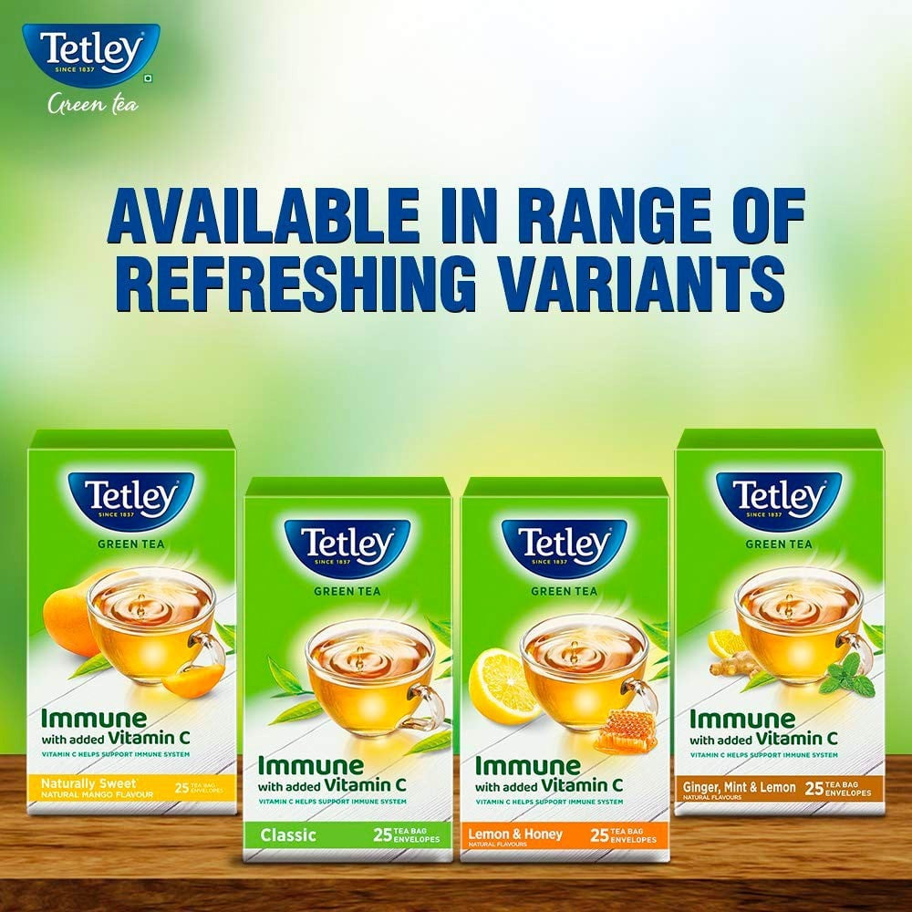 Tetley Lemon & Honey Green Tea Bags : 25 pieces