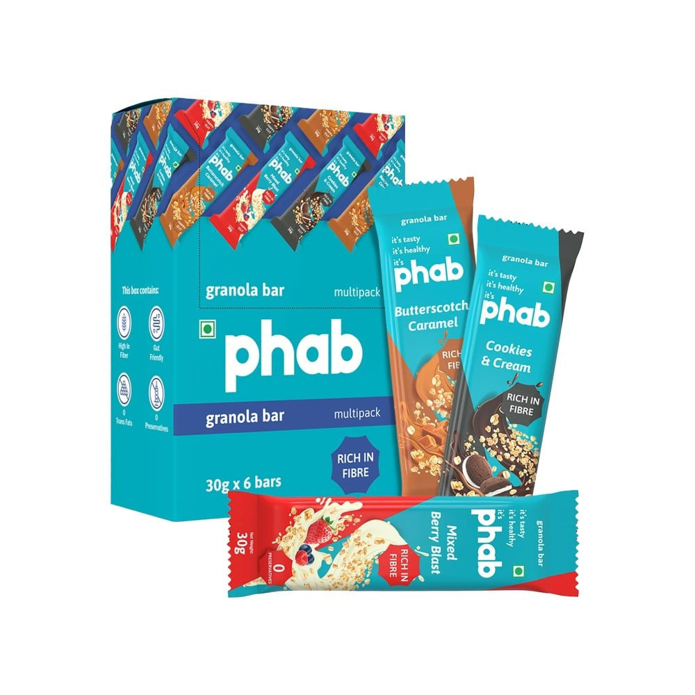Phab Granola Bar Variety Protein Bar (Variety Pack) : 6 x 30 g