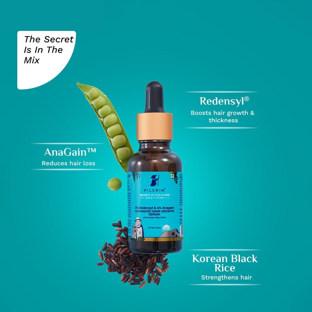 Pilgrim 3% Redensyl + 4% Anagain Advanced Hair Serum - Pack of 2 : 2 x 30 ml