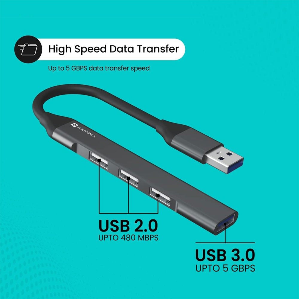 Portronics Mport 31 Multi Function USB Hub (Grey) : 1 unit