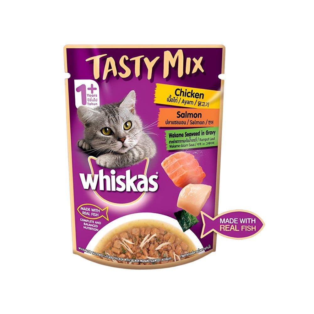 Whiskas Tasty Mix Wet Cat Food (Chicken With Salmon Wakame Seaweed in Gravy) : 70 g
