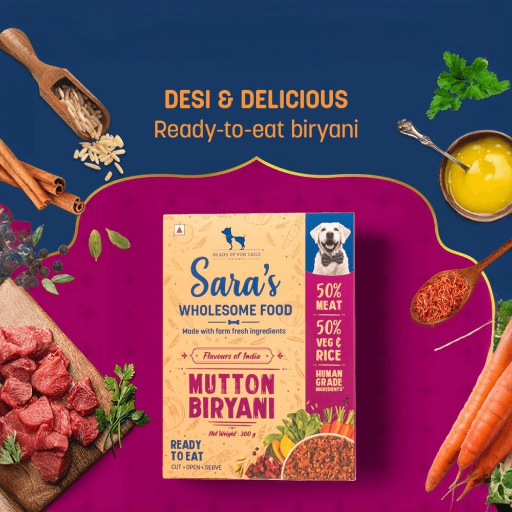 HUFT Sara's Wholesome Food Chicken Biryani Dog Food + Sara's Wholesome Food Mutton Biryani Dog Food Combo : 300 g + 300 g