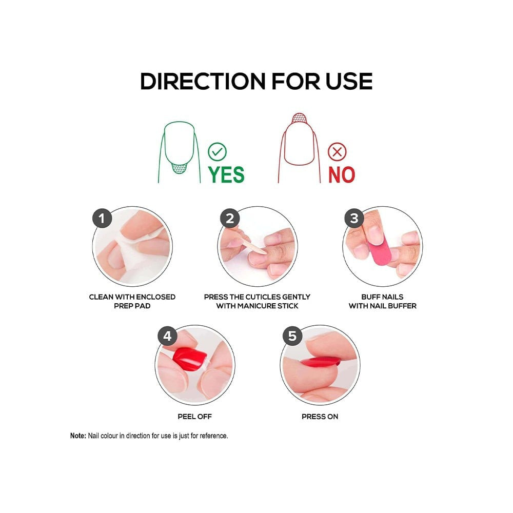 Renee Square Press On Nails (BN 08) : 1 pack (24 pieces)