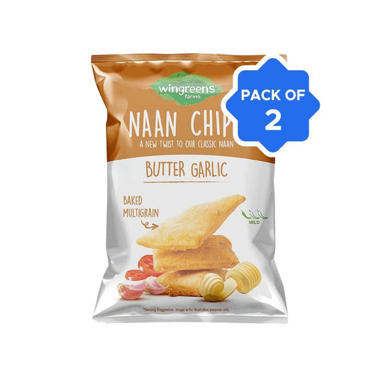 Wingreens Farms Butter Garlic Naan Chips - Pack of 2 : 2 x 150 g