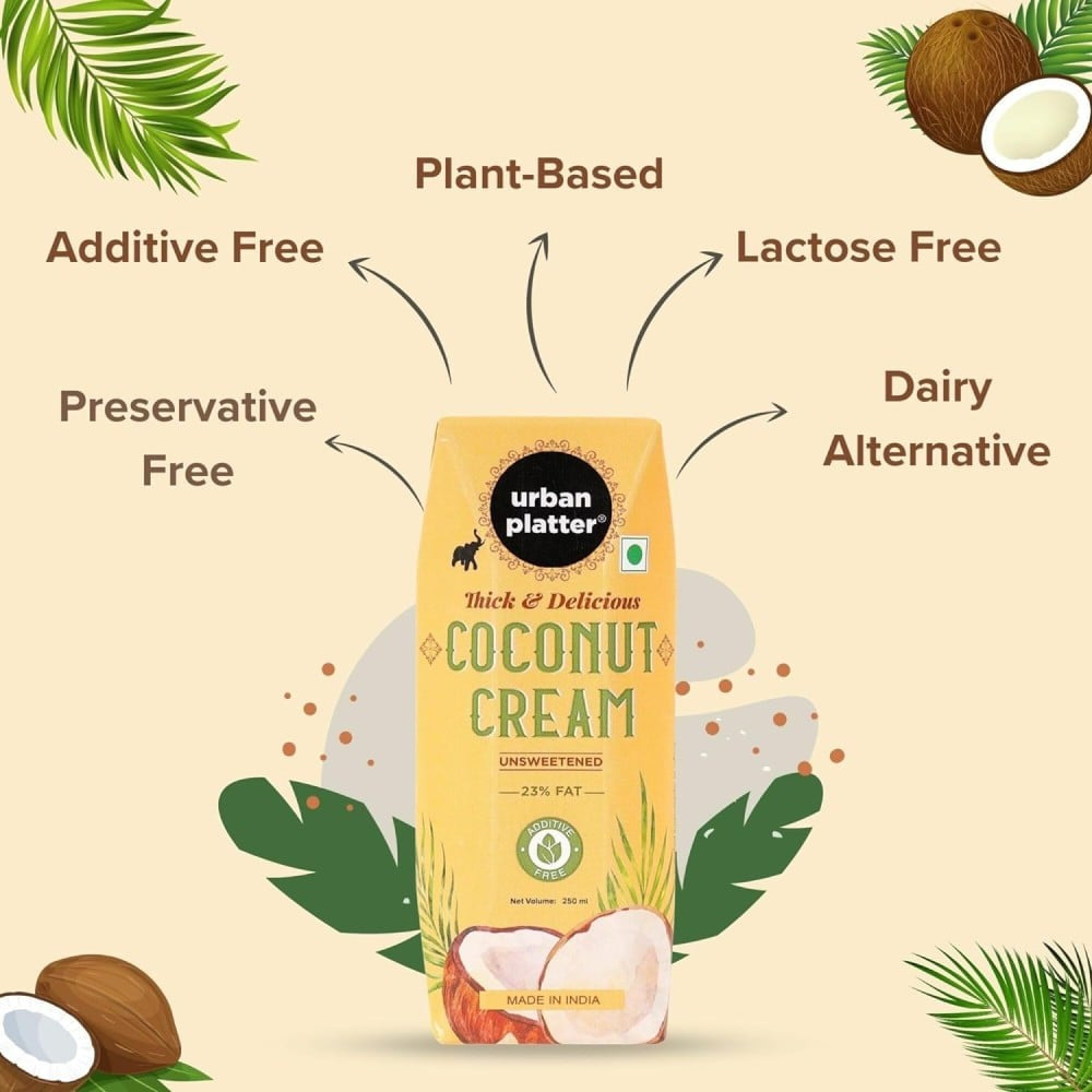 Urban Platter Unsweetened Coconut Cream : 250 ml