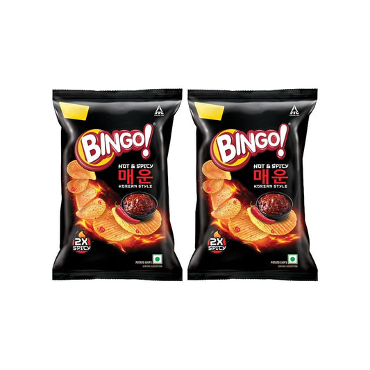 Bingo Hot & Spicy Korean Style Potato Chips - Pack of 2 : 2 x 90 g