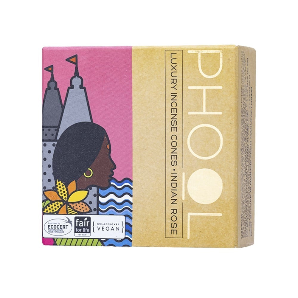 Phool Indian Rose Luxury Incense Dhoop Cones : 1 pack (40 pieces)