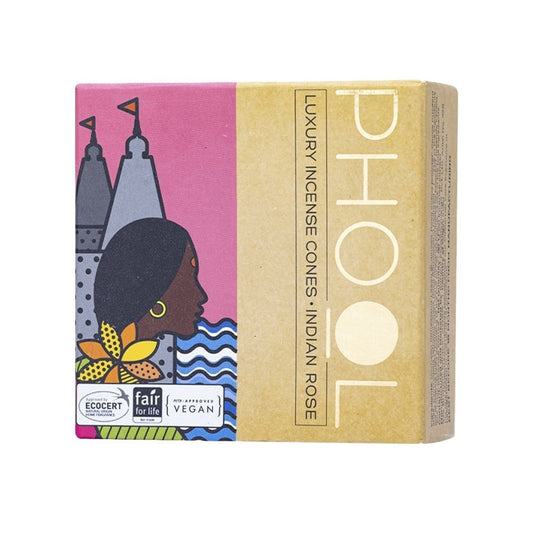 Phool Indian Rose Luxury Incense Dhoop Cones : 1 pack (40 pieces)