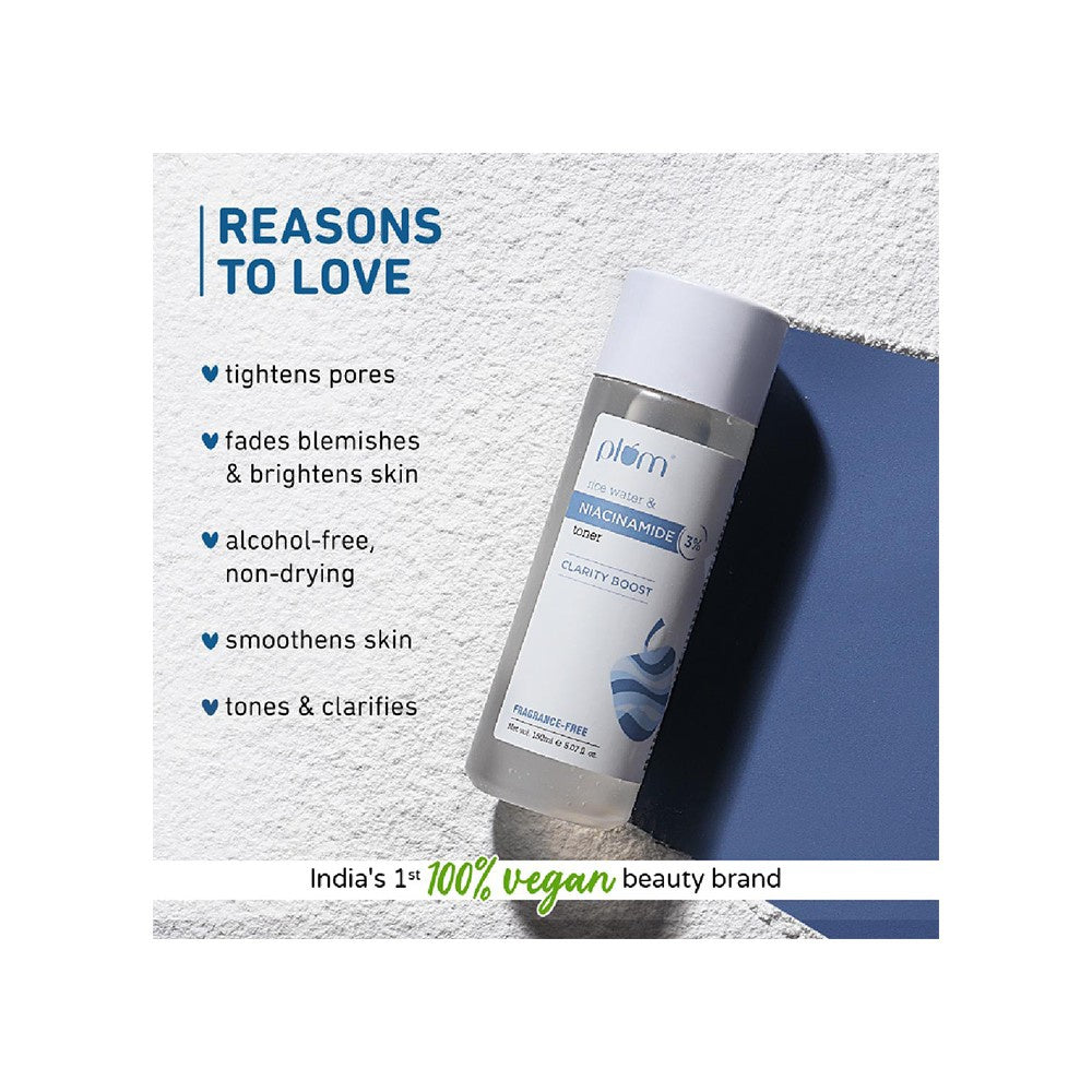 Plum 3% Niacinamide Toner with Rice Water - Pack of 2 : 2 x 150 ml
