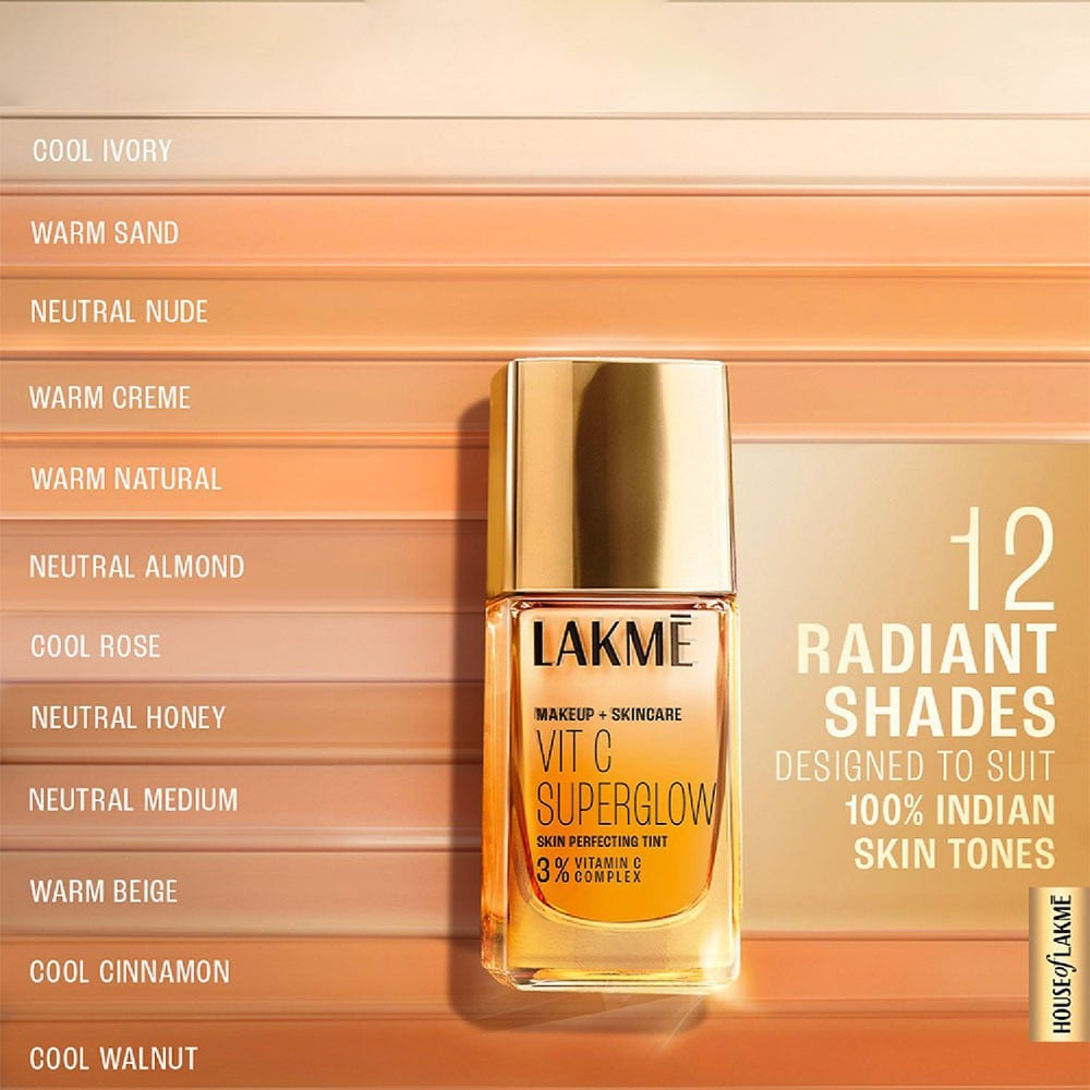 Lakme Makeup+ Skincare Vitamin C SuperGlow Foundation (Warm Natural) : 25 ml