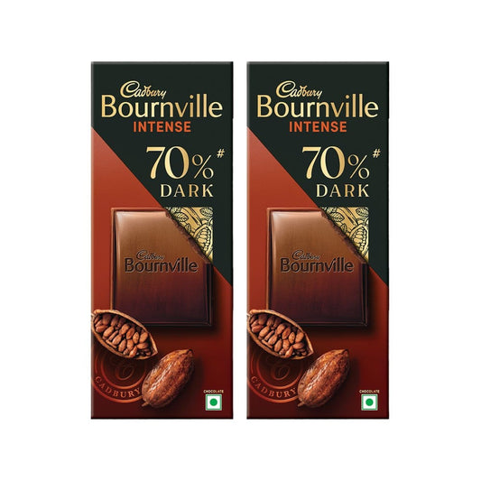 Cadbury Bournville Rich Cocoa 70% Dark Chocolate Bar - Pack of 2 : 2 x 80 g