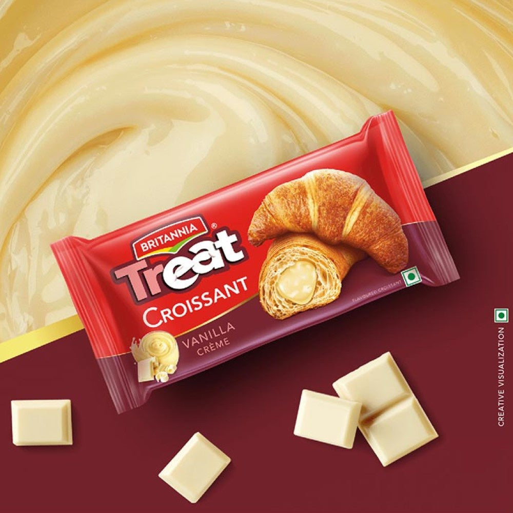 Britannia Treat Croissant with Vanilla Creme Filling - Pack of 4 : 4 x 45 g