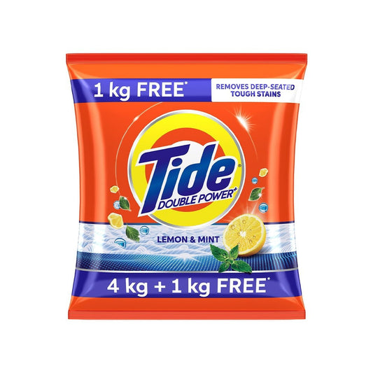 Tide Double Power Detergent Powder (Lemon & Mint) : 5 kg (4 kg + 1 kg)