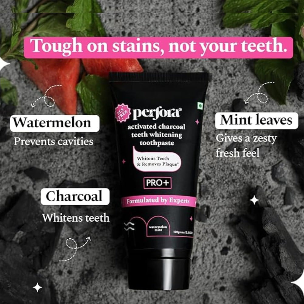 Perfora Activated Charcoal PRO+ Teeth Whitening Toothpaste (Watermelon Mint) : 50 g