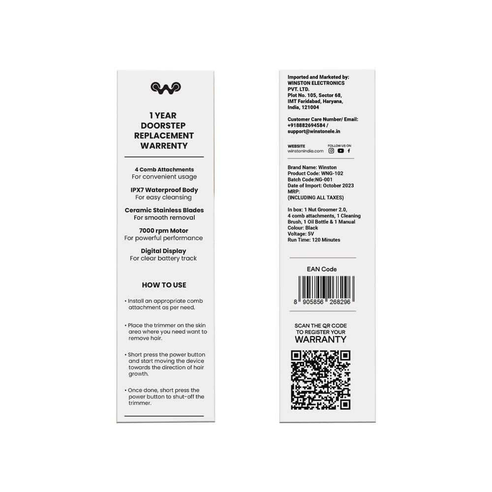 Winston Male Body Trimmer - Nut Groomer 2.0 (Black) : 1 unit