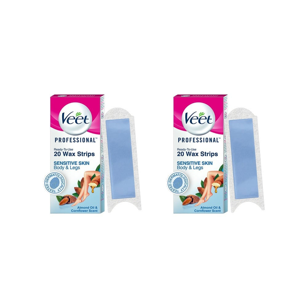 Veet Hair Removal Wax Strips (Sensitive Skin) - Pack of 2 : 2 x 1 pack (20 strips)