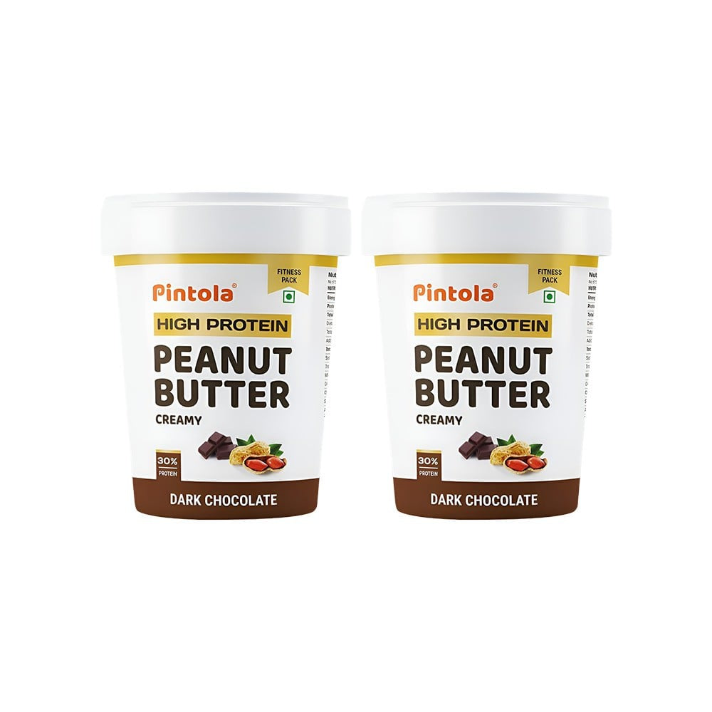 Pintola Dark Chocolate Creamy Peanut Butter (High Protein) - Pack of 2 : 2 x 510 g
