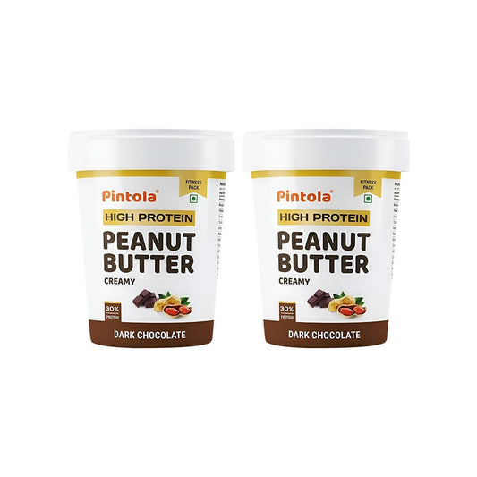 Pintola Dark Chocolate Creamy Peanut Butter (High Protein) - Pack of 2 : 2 x 510 g