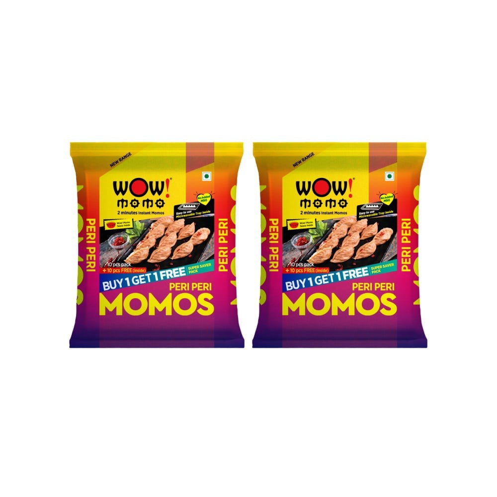 Wow! Momo Peri Peri Momos - Buy 1 Get 1 Free - Pack of 2 : 2 x 2 x 10 pieces