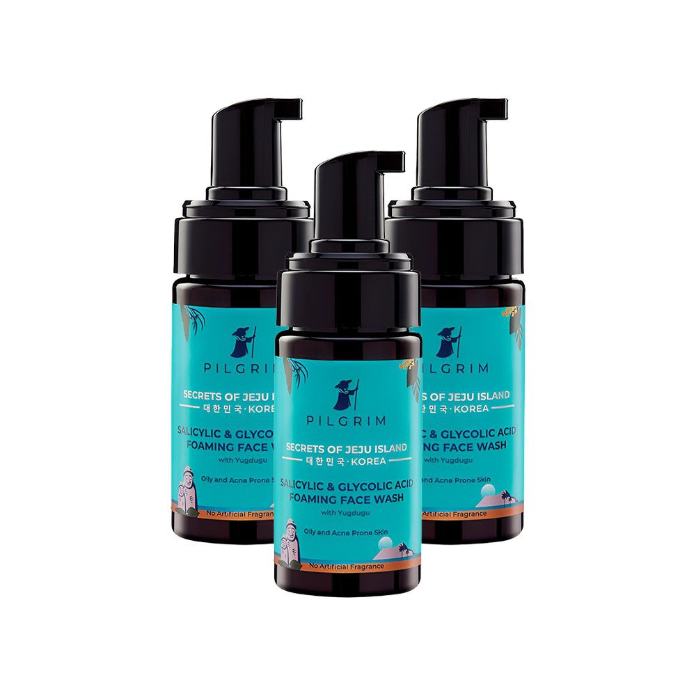 Pilgrim Salicylic & Glycolic Acid Foaming Face Wash - Pack of 3 : 3 x 120 ml