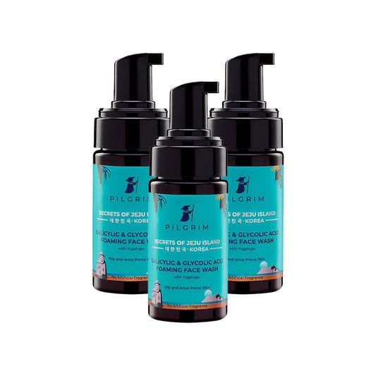 Pilgrim Salicylic & Glycolic Acid Foaming Face Wash - Pack of 3 : 3 x 120 ml