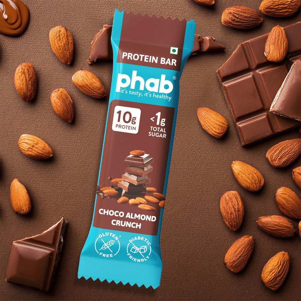 Phab Choco Almond Crunch 10g Protein Bar (Diabetic Friendly) : 3 x 50 g