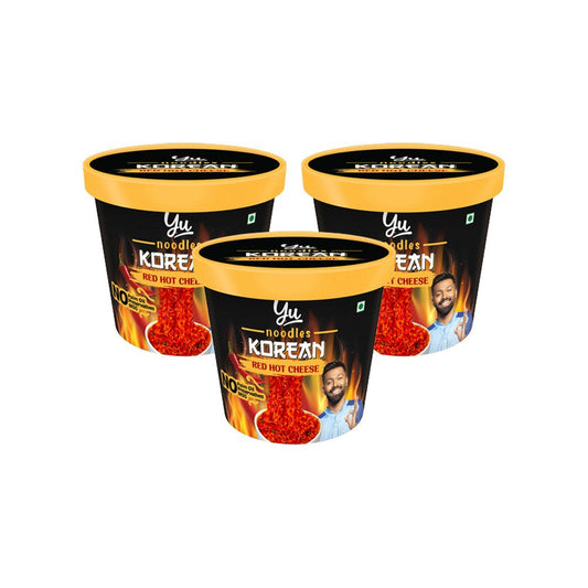 Yu Red Hot Cheese Korean Cup Noodles - Pack of 3 : 3 x 80 g