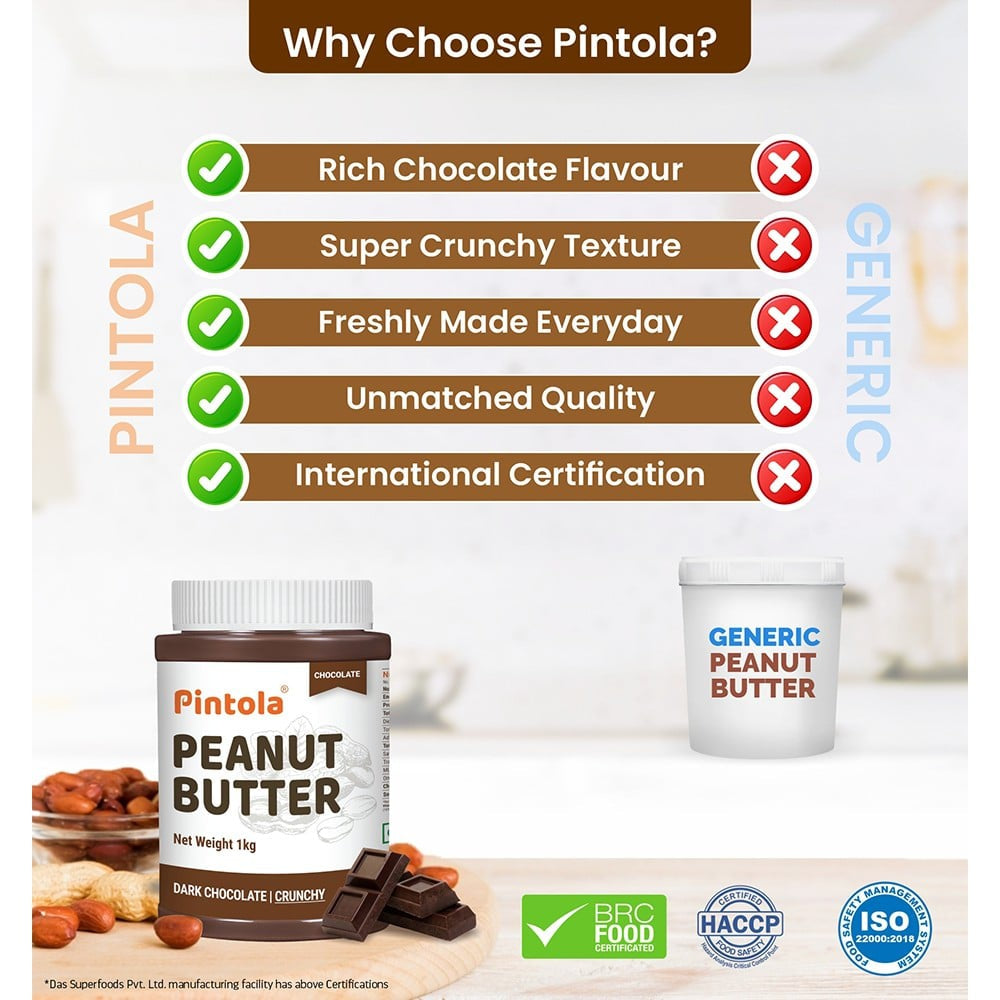Pintola Dark Chocolate Crunchy Peanut Butter - Pack of 2 : 2 x 350 g