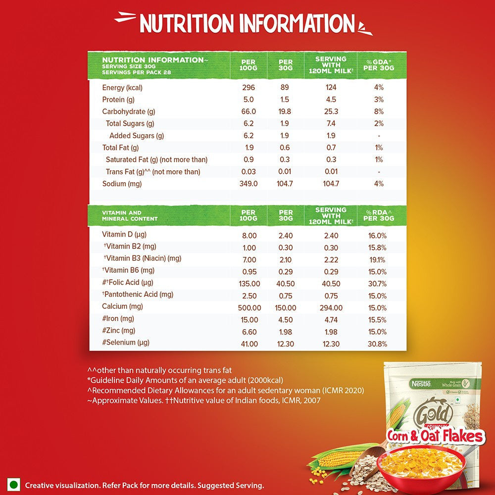 Nestle Gold Crunchy, Corn & Oat Flakes : 850 g