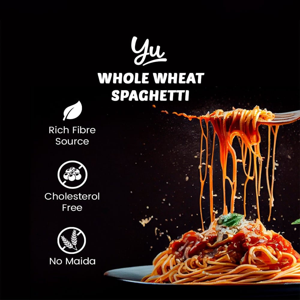 Yu 100% Whole Wheat Spaghetti Pasta - Buy 1 Get 1 Free : 1 x 500 g + 1 x 500 g