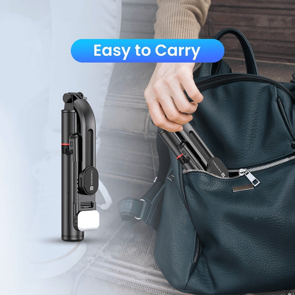 Portronics Lumistick Smart Selfie Stick with 360 Degree Rotation (Black) : 1 unit