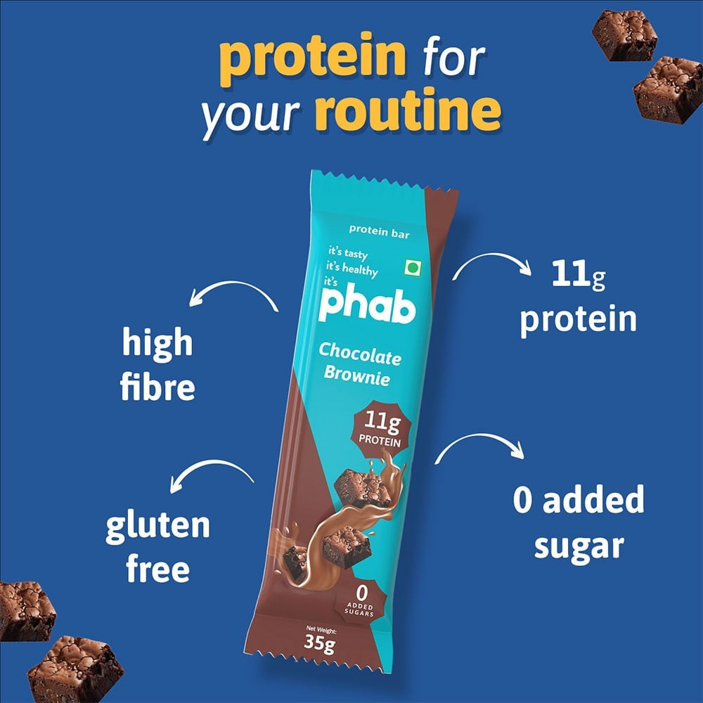 Phab 11g Protein Bar - Chocolate Brownie (High Fibre & No Added Sugar) : 3 x 35 g