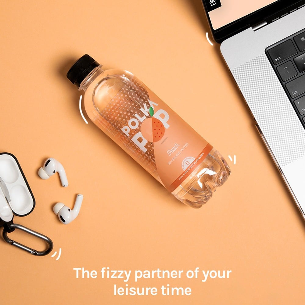 Polka Pop Zero Sugar Peach Sparkling Water : 300 ml