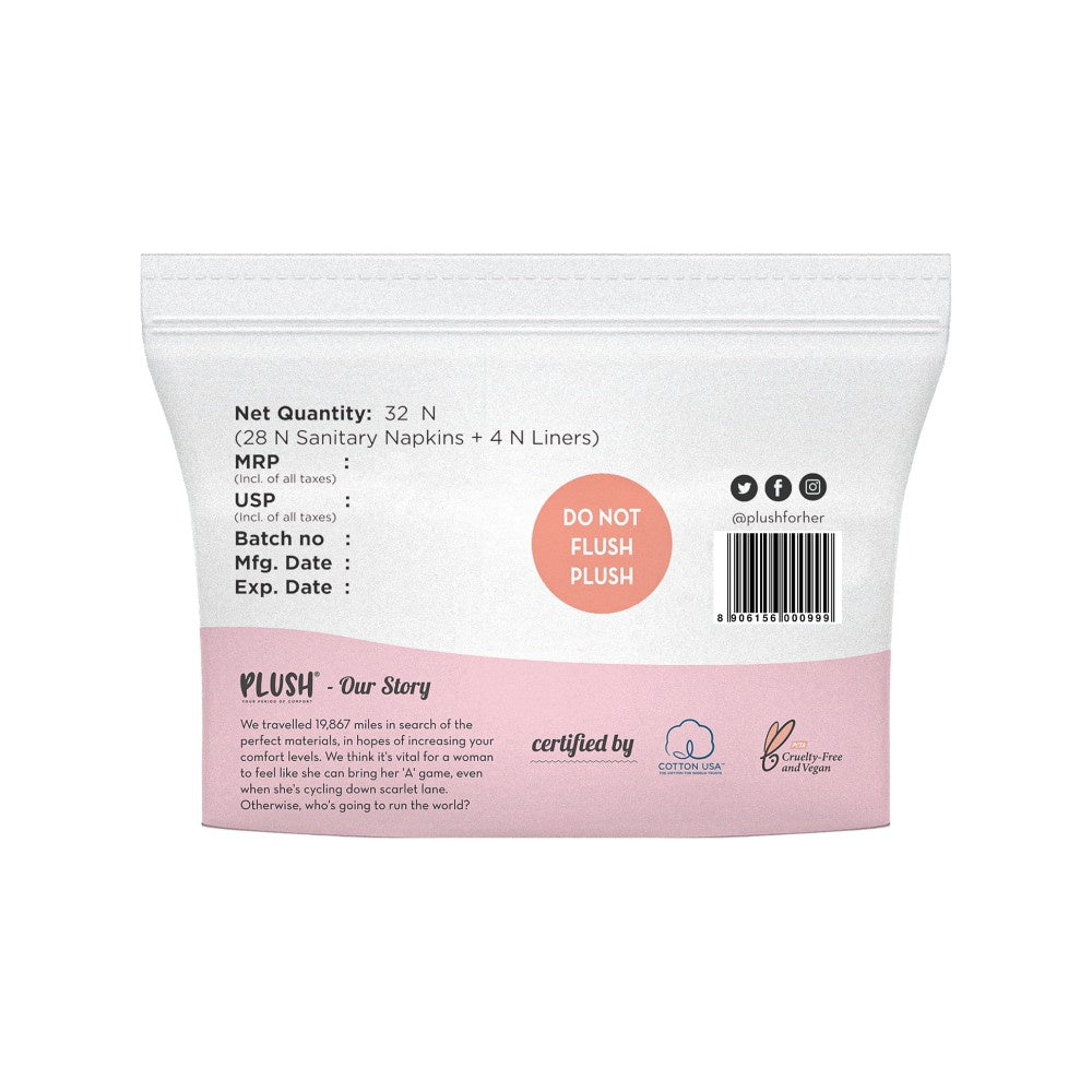 Plush LeakProof Super Saver Sanitary Pads : 32 pieces