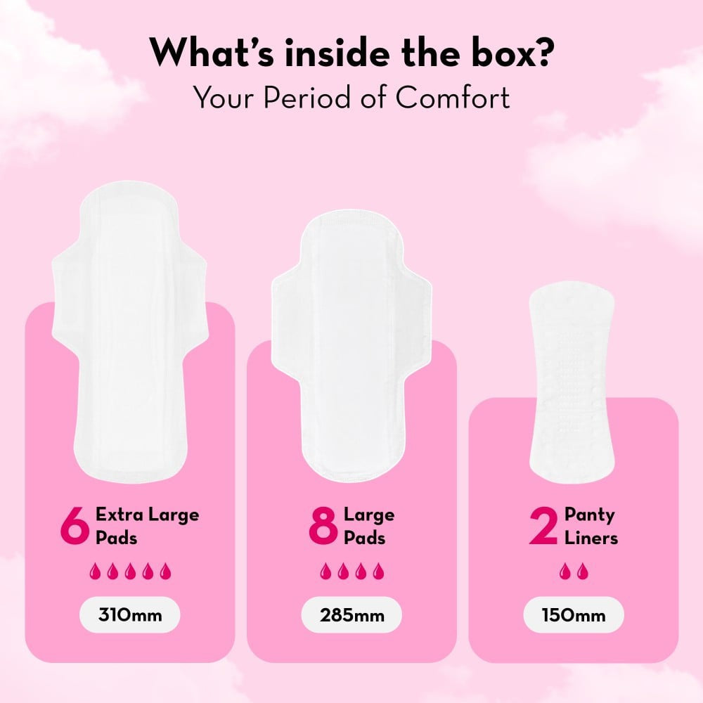 Plush Rash Free Sanitary Pads (8L+6XL and 2 Free Liners) - Pack of 2 : 2 x 14 pieces