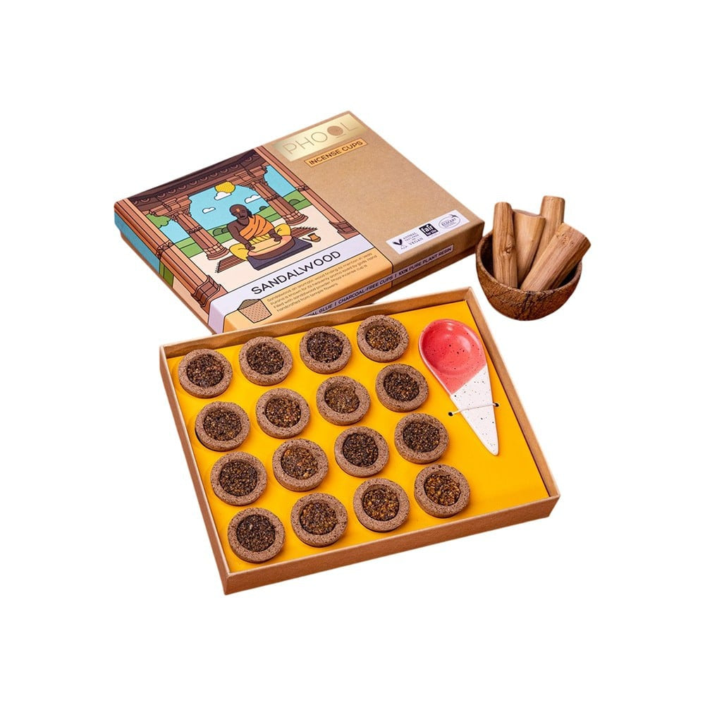 Phool Sandalwood Dhoop Cup : 1 pack (16 cups)
