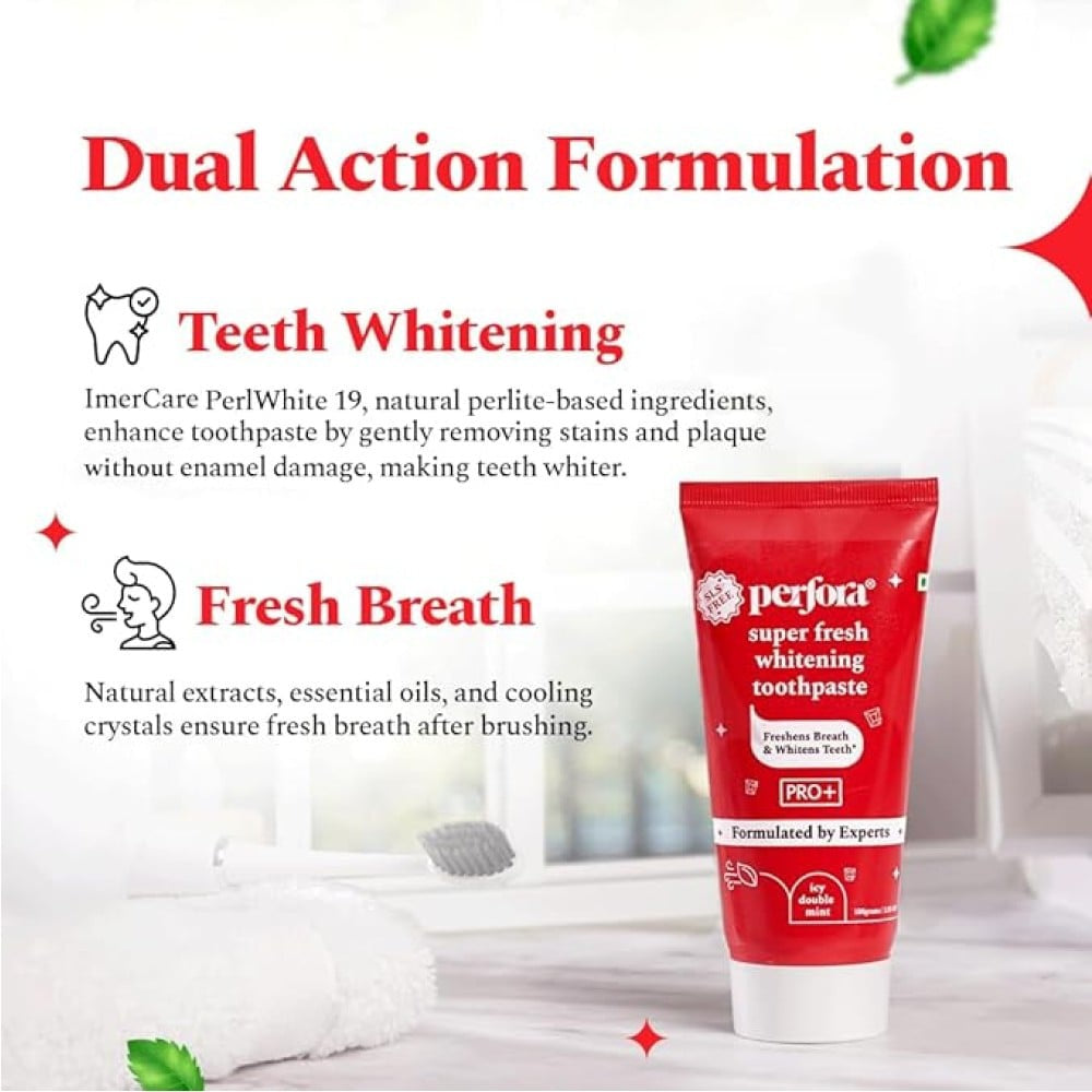Perfora Super Fresh Teeth Whitening Toothpaste (Icy Double Mint) : 100 g