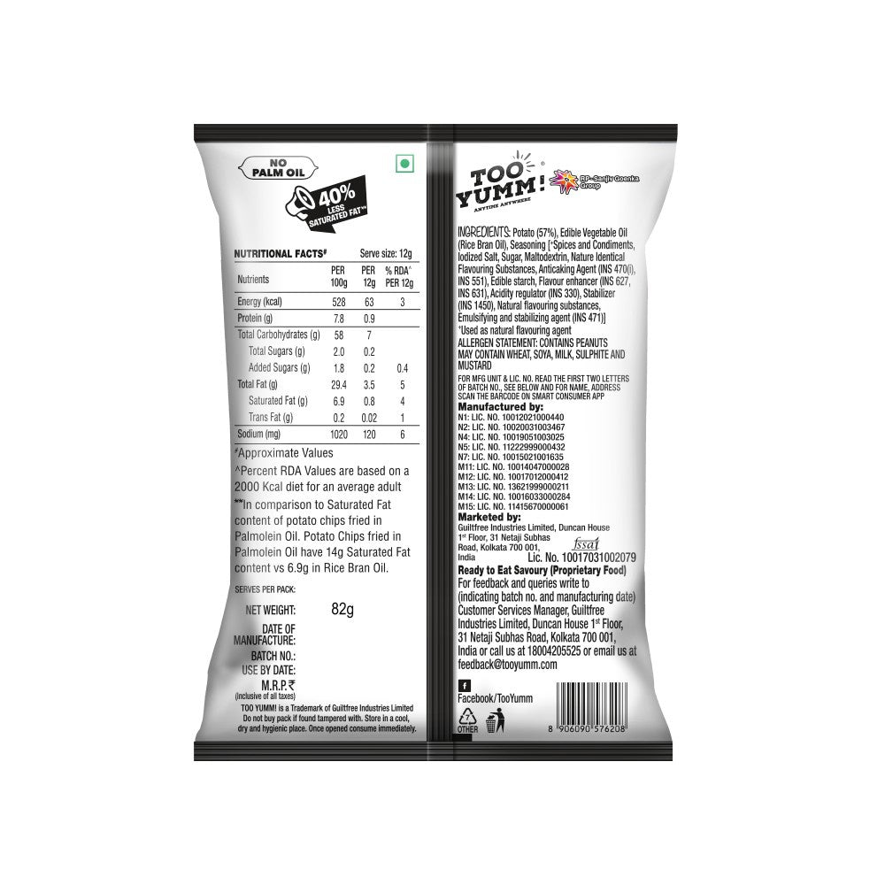 Too Yumm Spicy & Icy Bhoot Potato Chips - Buy 4 Get 1 Free : 4 x 82 g + 1 x 82 g