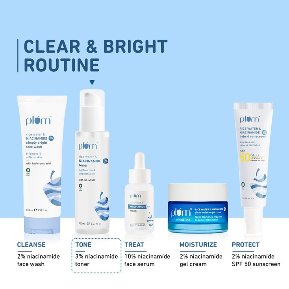 Plum 3% Niacinamide Toner with Rice Water : 150 ml