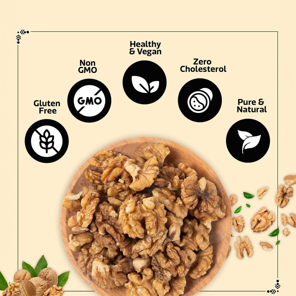 Wonderland Foods California Walnut Kernels (Akhrot Giri) Extra Light Halves : 200 g