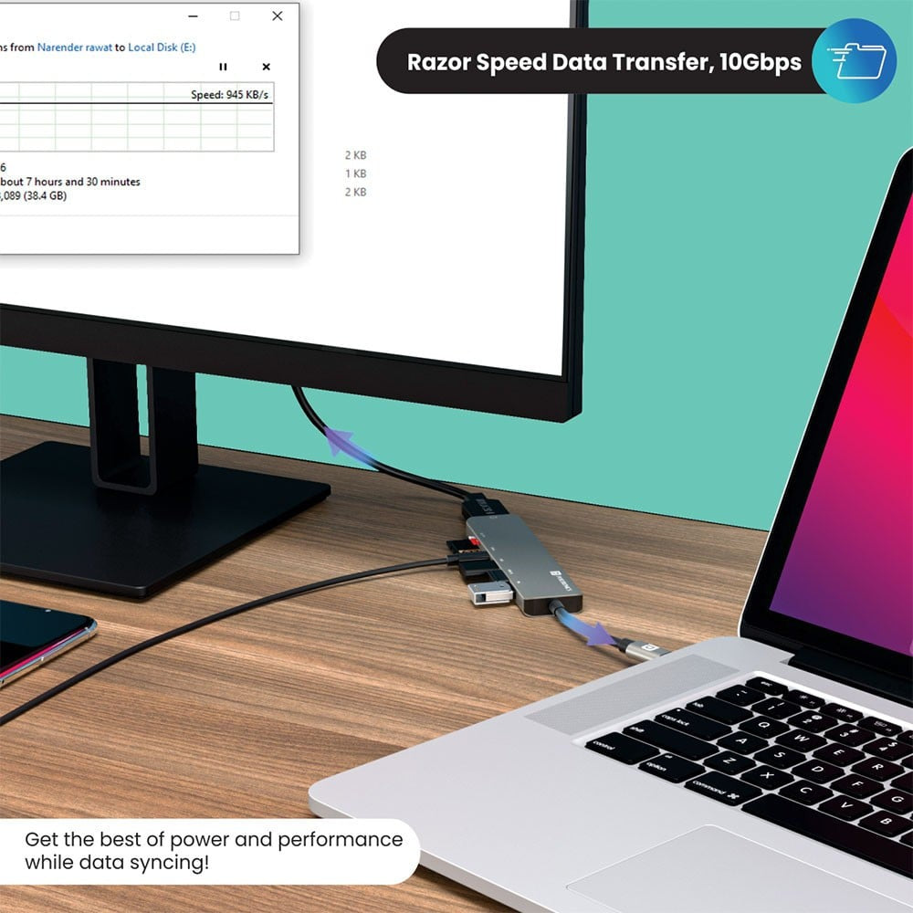 Portronics Mport 52 Multi Port USB Hub (Grey) : 1 unit