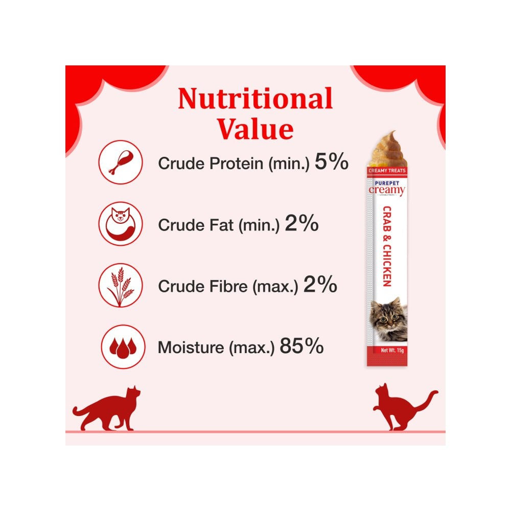 PurePet Lickable Creamy Cat Treat (Crab & Chicken) : 1 pack (5 x 15 g)