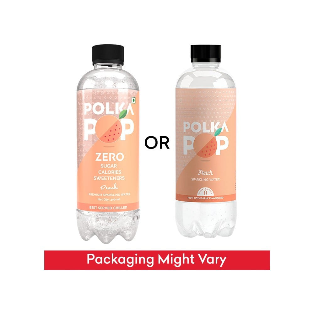 Polka Pop Zero Sugar Peach Sparkling Water : 300 ml