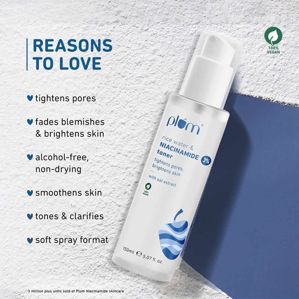 Plum 3% Niacinamide Toner with Rice Water : 150 ml