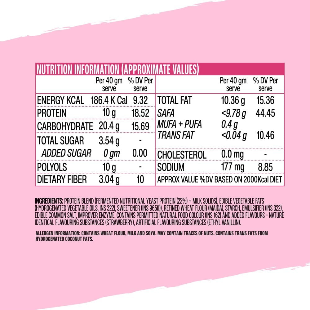 SuperYou Strawberry Creme Wafer Protein Bar - Pack of 2 : 2 x 40 g