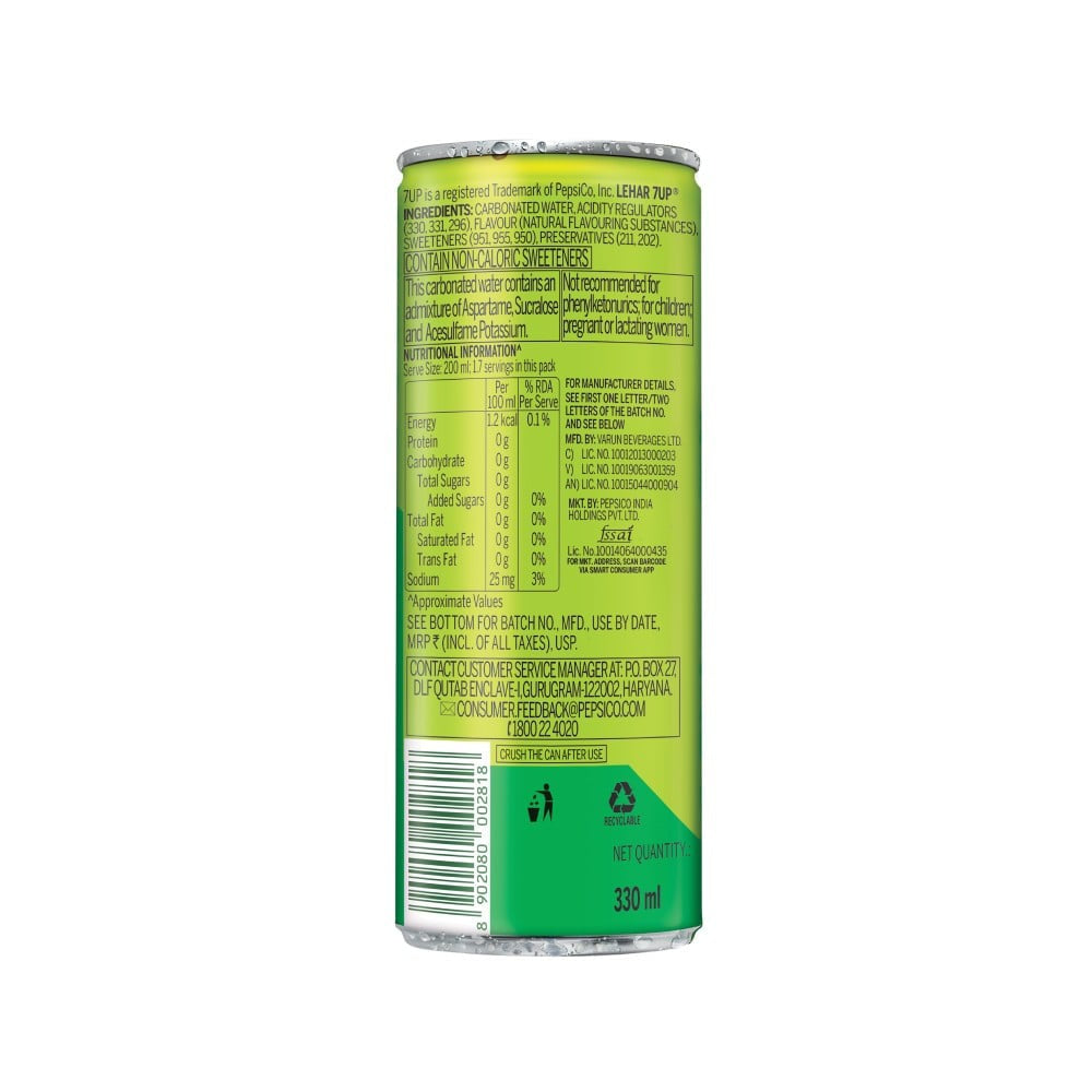7UP Zero Sugar Soft Drink : 330 ml