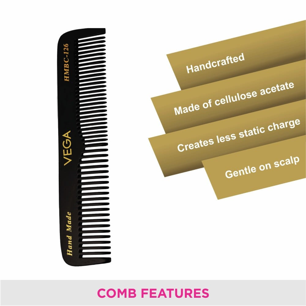 Vega Pocket Hair Comb (Black) : 1 piece