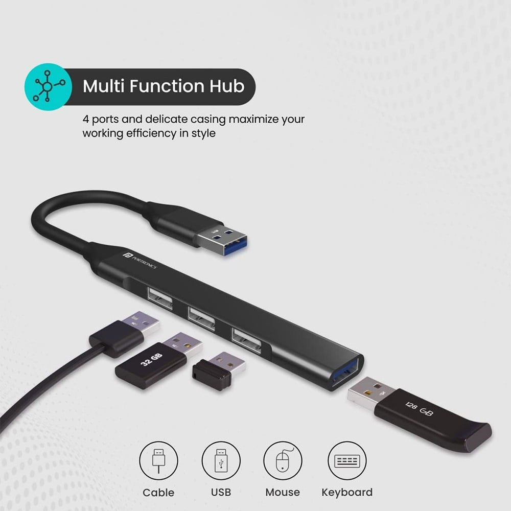 Portronics Mport 31 Multi Function USB Hub (Grey) : 1 unit